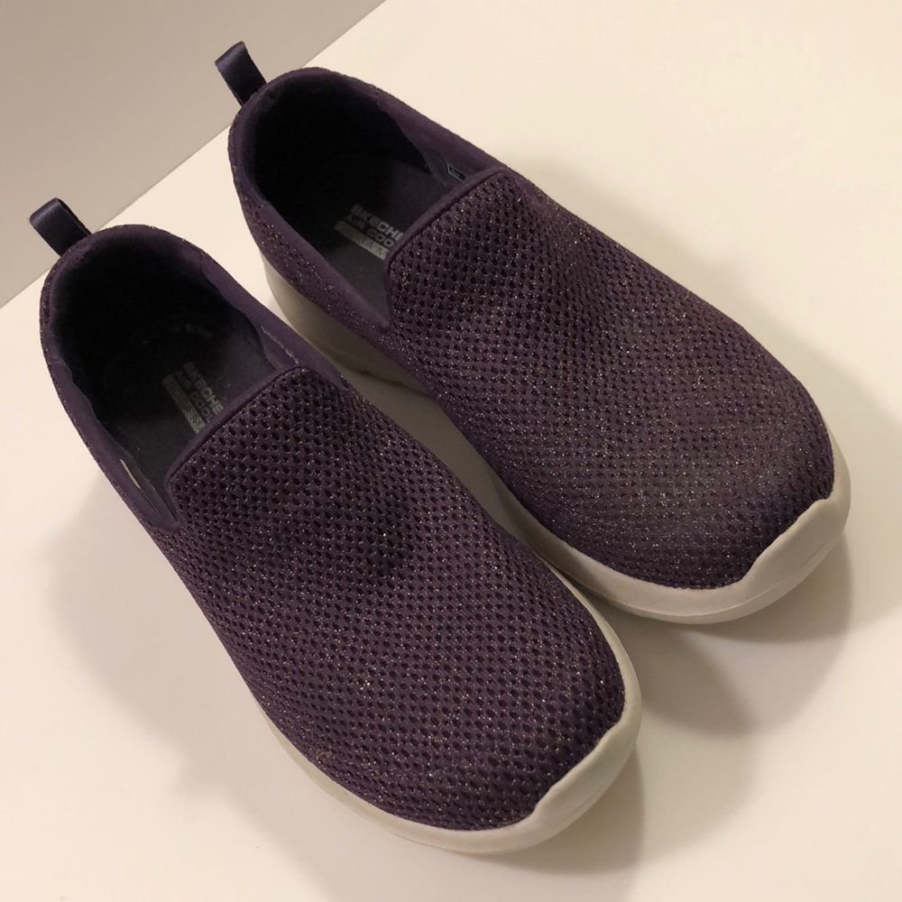 Skechers GoWalk w/White Sole, Mesh, Purple w/Sparkle